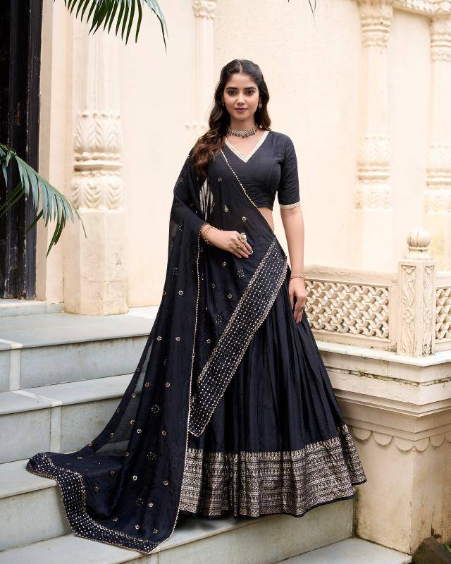 LNB 1906 Chanderi BLK Lehenga choli with price